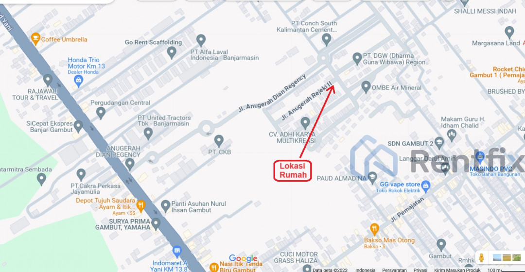 Denah Sewa Rumah di jalan ahmad yani km 13, Banjarmasin Timur, Kota Banjarmasin - Rentfix