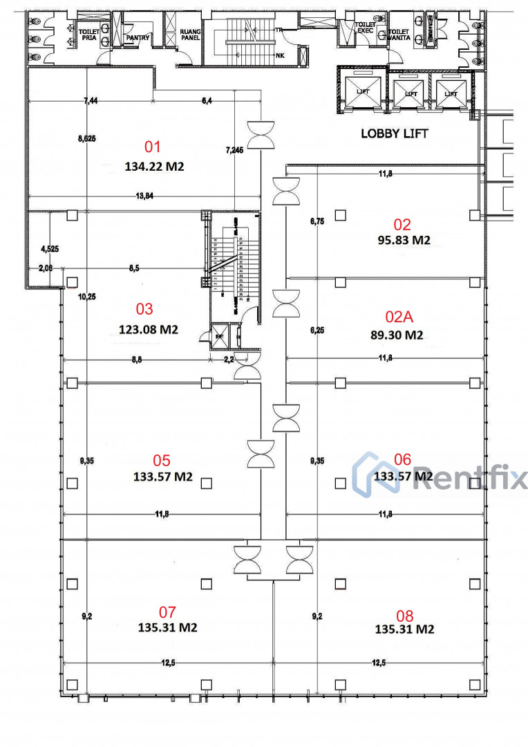 Denah Sewa Kantor di Vinilon Building, Senen, Kota Jakarta Pusat - Rentfix
