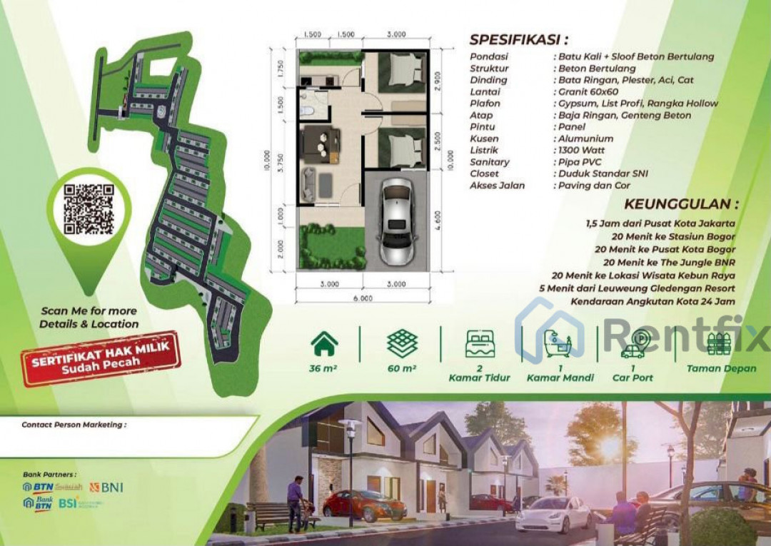 Denah Sewa Rumah di ciapus tamansari bogor, Tamansari, Kabupaten Bogor - Rentfix