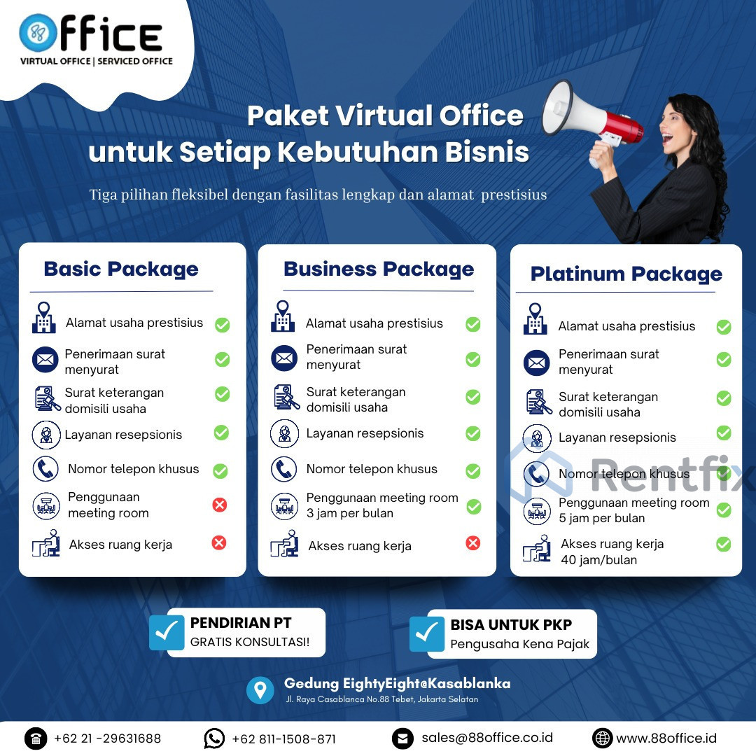 Sewa Virtual Office di EightyEight@Kasablanka Tower A, Tebet, Kota Jakarta Selatan - Rentfix